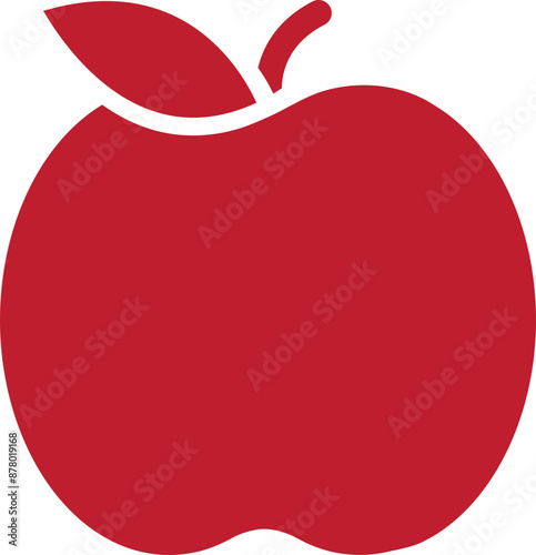 Vector illustration of apple icon in red colour.