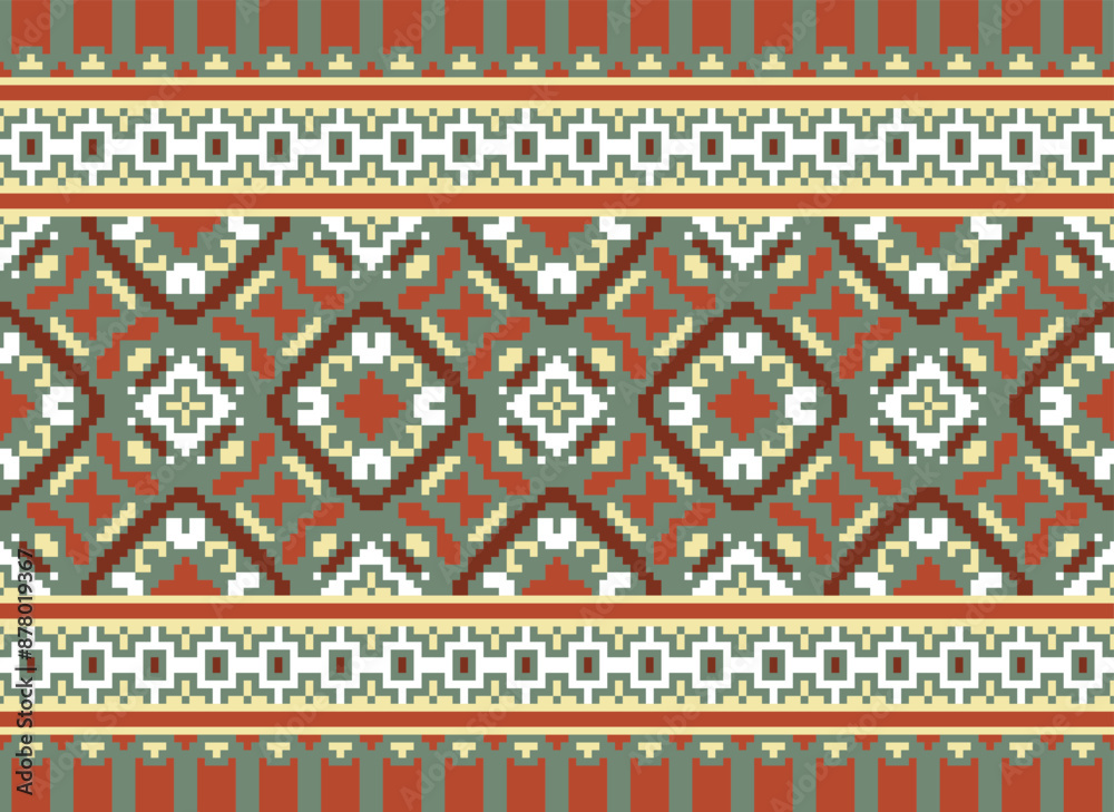 Ikat seamless ogee vector pattern. Aztec tribal abstract modern textile print. Damask style background with stripes and chevron. Ethnic watercolor fabric. Boho Ikat seamless ogee vector pattern. Aztec tribal abstract modern textile print. Damask style background with stripes and chevron. Ethnic watercolor fabric. Boho