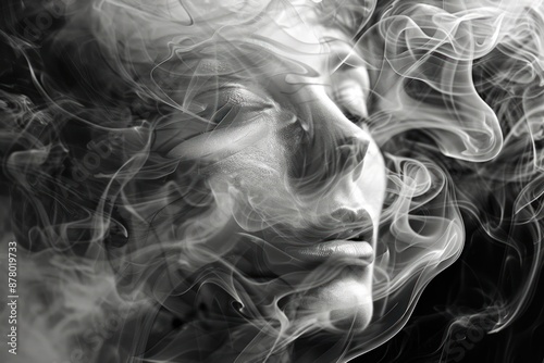 A face emerging from a swirl of smoke, representing mystery.