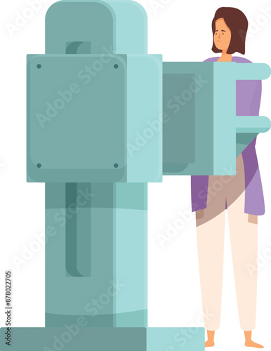 Young woman having x ray scan of chest in hospital, medical examination concept