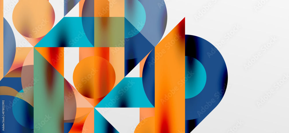 Circles and shadows. Colorful round elements with triangles, semi circles and other shapes. Vector Illustration For Wallpaper, Banner, Background, Card, Book Illustration, landing page Circles and shadows. Colorful round elements with triangles, semi circles and other shapes. Vector Illustration For Wallpaper, Banner, Background, Card, Book Illustration, landing page