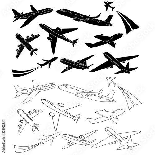 Aircraft icon vector set. Plane illustration sign collection. Airplane symbol. Travel logo.