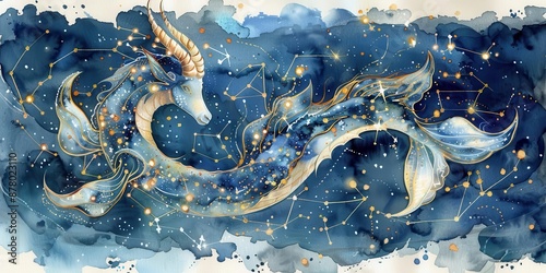 Capricorn the Sea Goat An illustration of the Capricorn constellation