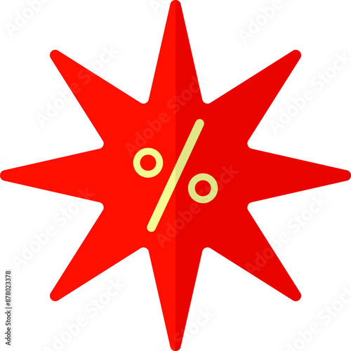 Discount Star Label or Sticker Icon in Orange and Yellow Color.