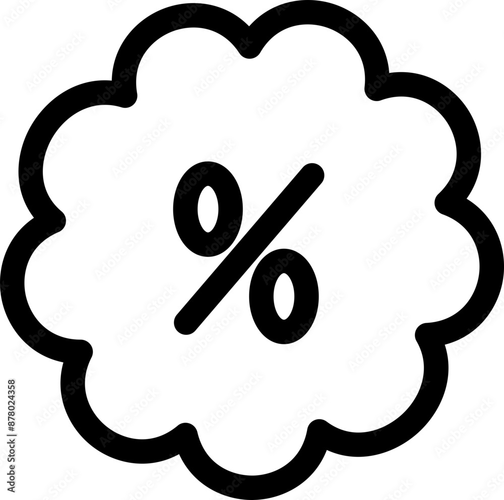 Black line art illustration of Discount sticker icon. Black line art illustration of Discount sticker icon.