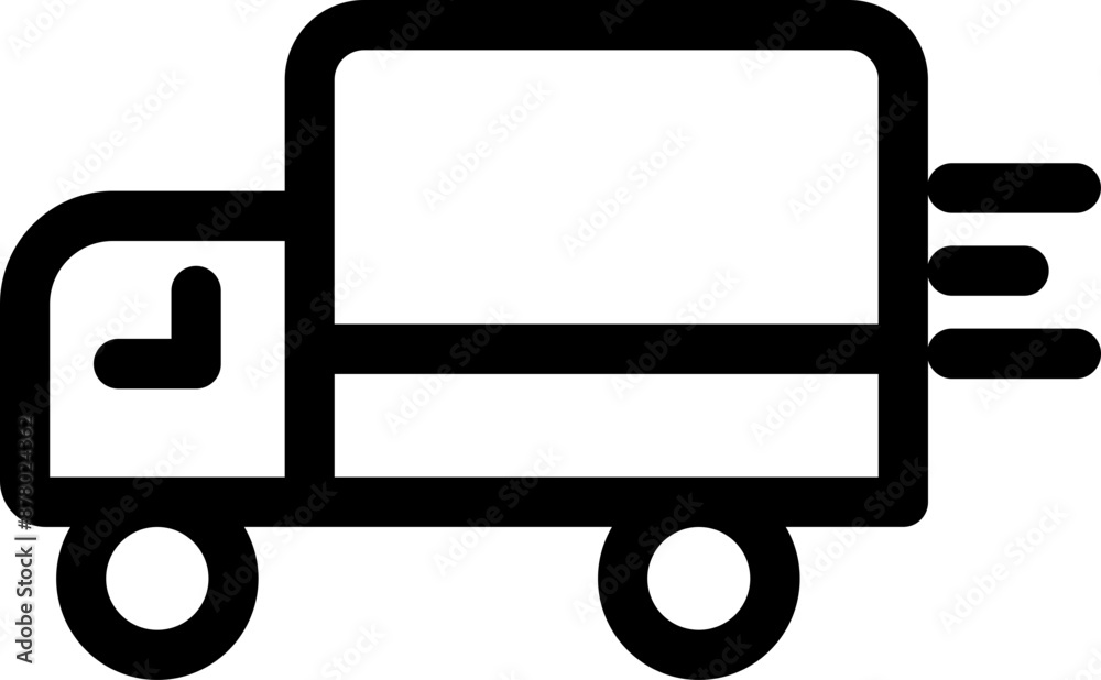 Delivery truck or Lorry icon in black line art.
