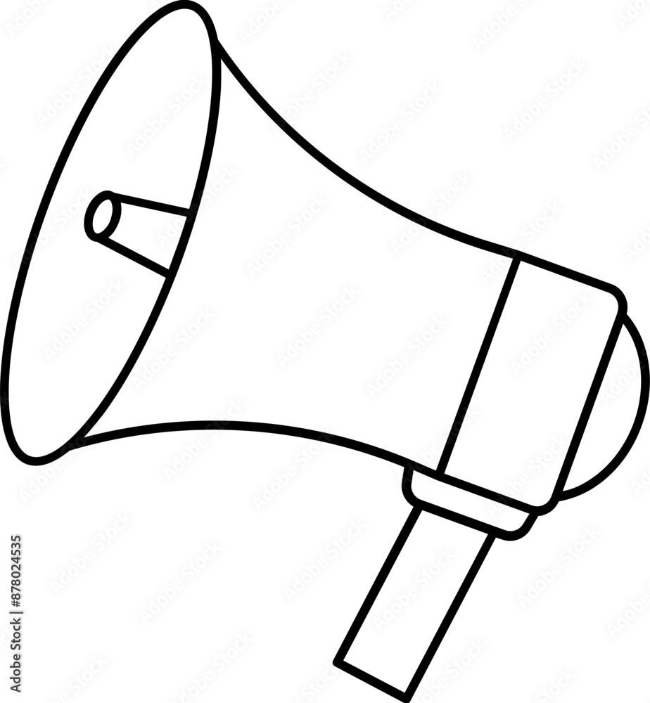 Isolated megaphone icon in black outline. Isolated megaphone icon in black outline.