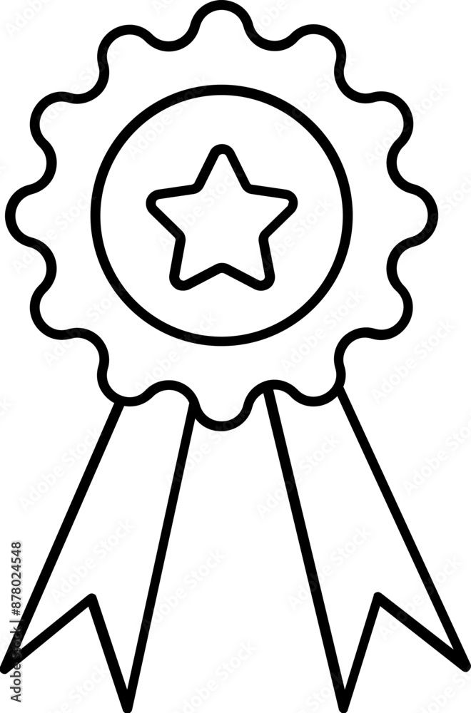 Star Badge Icon in Black Stroke Style. Star Badge Icon in Black Stroke Style.