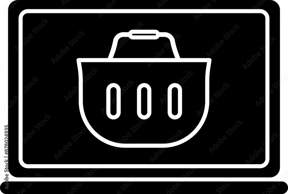 Online Shopping From Laptop Icon in Black and White Color.