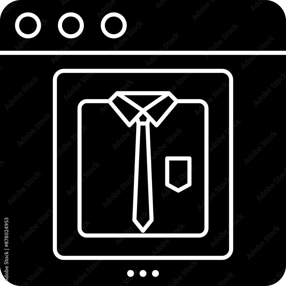 Online Garment Shopping Website Icon in Black and White Color. Online Garment Shopping Website Icon in Black and White Color.