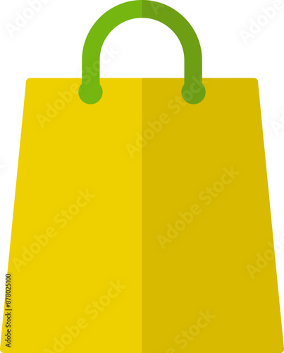 Isolated Shopping Bag Icon in Yellow and Green Color.