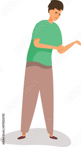 Young man experiencing a painful sensation in his elbow, possibly due to an injury or medical condition