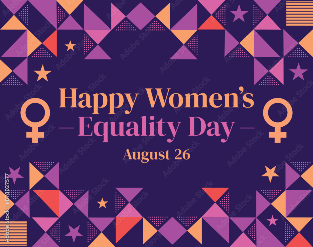 Happy Women's Equality Day Wallpaper with Editable shapes vector design. August 26 is celebrated as Equality Day for Women, background Happy Women's Equality Day Wallpaper with Editable shapes vector design. August 26 is celebrated as Equality Day for Women, background