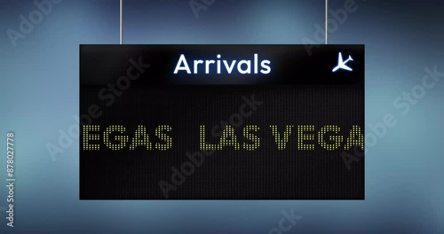 Las Vegas Flight Arrival showing on screen seamless loop 4k animation