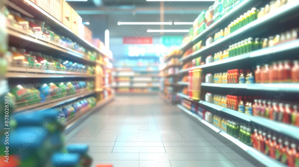 Vivid image featuring fully stocked supermarket and department store shelves, showcasing a variety of products for shoppers Vivid image featuring fully stocked supermarket and department store shelves, showcasing a variety of products for shoppers