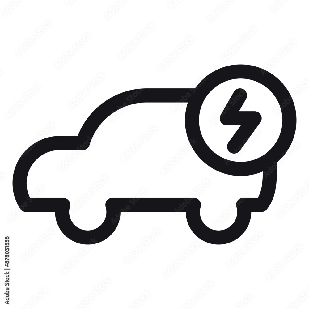 Electric car, linear icon. Line with editable stroke Electric car, linear icon. Line with editable stroke