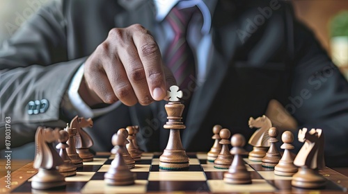Wallpaper Mural Business leader makes strategic decisions to drive sales. Man in business suit, chess, looking for opportunity, tactics, thinking through, analysis, acting in advance. Generative by AI Torontodigital.ca