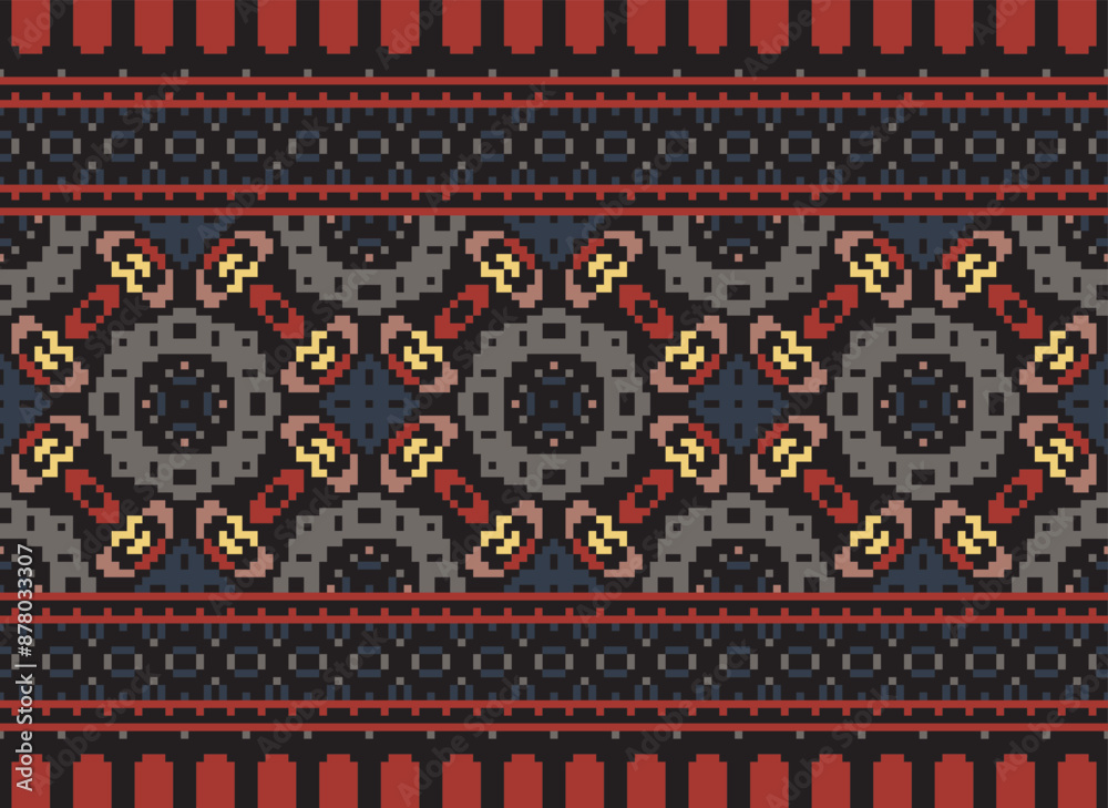 Ethnic Geometric Seamless Fabric Pattern Cross Stitch. Ikat Embroidery Oriental Pixel Pattern Cream Background. Abstract, vector, illustration. Texture,cross Stitch,scarf,decoration,motifs,wallpaper.
Ethnic Geometric Seamless Fabric Pattern Cross Stitch. Ikat Embroidery Oriental Pixel Pattern Cream Background. Abstract, vector, illustration. Texture,cross Stitch,scarf,decoration,motifs,wallpaper.