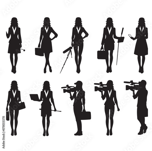 Vector set of reporters illustration