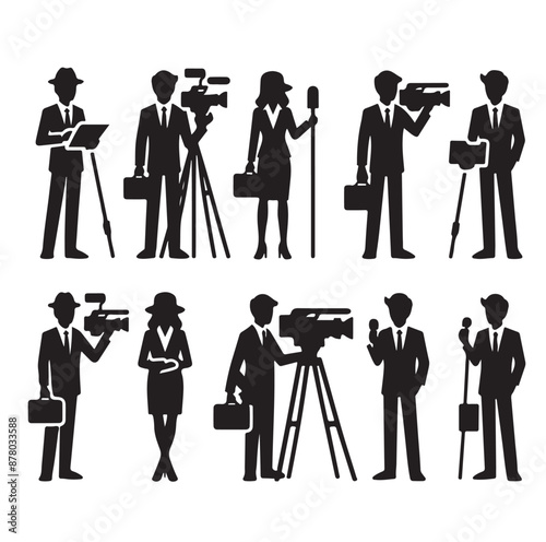 Vector set of reporters illustration