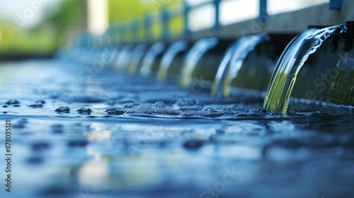 Close-up of a water purification membrane showcasing its intricate structure, essential for wastewater recycling and filtration processes. photo