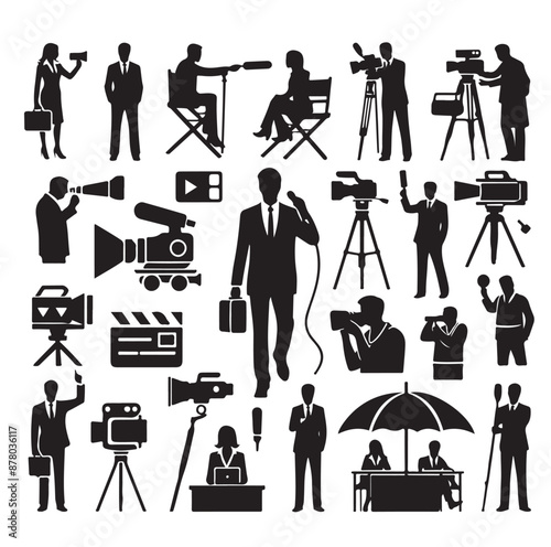 Vector set of reporters illustration