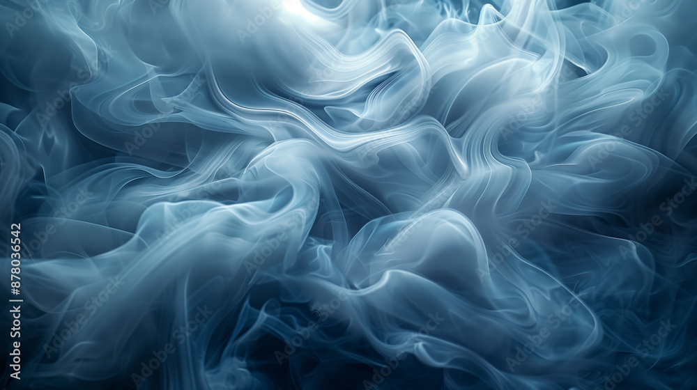 Obraz premium abstract smoke patterns with soft blue hues, delicate swirls creating a mesmerizing and ethereal atmosphere