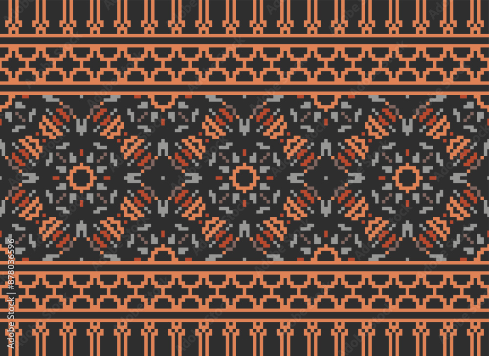 Ethnic Geometric Seamless Fabric Pattern Cross Stitch. Ikat Embroidery Oriental Pixel Pattern Cream Background. Abstract, vector, illustration. Texture,cross Stitch,scarf,decoration,motifs,wallpaper.
Ethnic Geometric Seamless Fabric Pattern Cross Stitch. Ikat Embroidery Oriental Pixel Pattern Cream Background. Abstract, vector, illustration. Texture,cross Stitch,scarf,decoration,motifs,wallpaper.