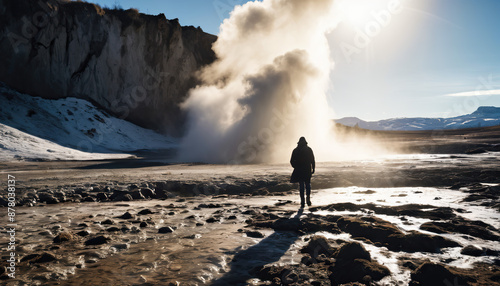 Geyser Field Lost in Cloudy Winter: The Discoverer's Jaunt Enveloped in Landslide