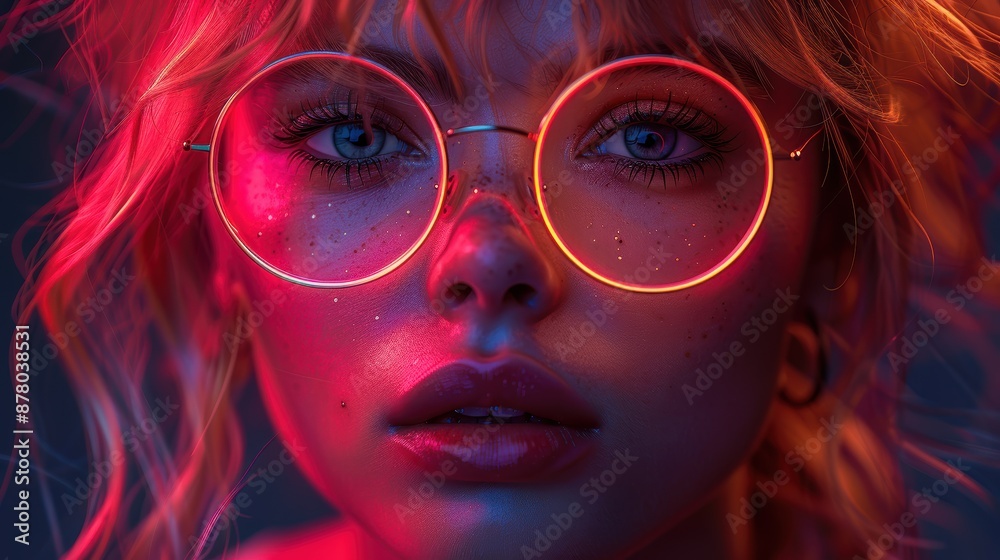 Synthwave portrait, neon light effects, futuristic fashion, vibrant colors, retro-futuristic vibe, digital art, glowing accents, modern style, cyberpunk influence, dynamic composition Synthwave portrait, neon light effects, futuristic fashion, vibrant colors, retro-futuristic vibe, digital art, glowing accents, modern style, cyberpunk influence, dynamic composition