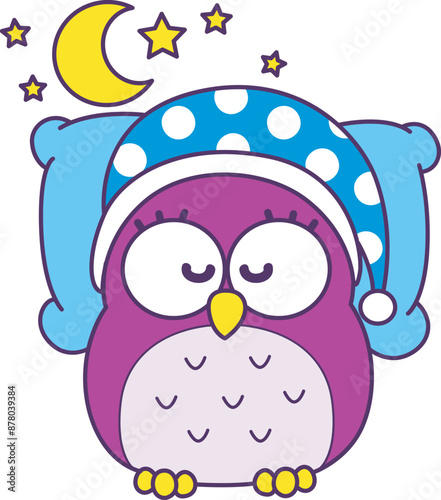 Sticker of violet owl daily activities.
Emoticon of cute owl in daily life.
A cute owl was sleeping in the night.