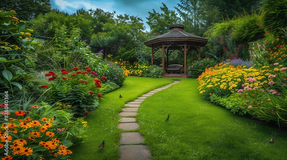 Fototapeta premium garden with vibrant flowers