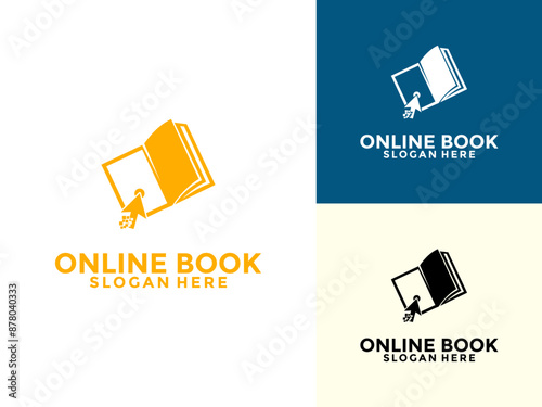 Book Online Education logo design template, Digital Book logo vector