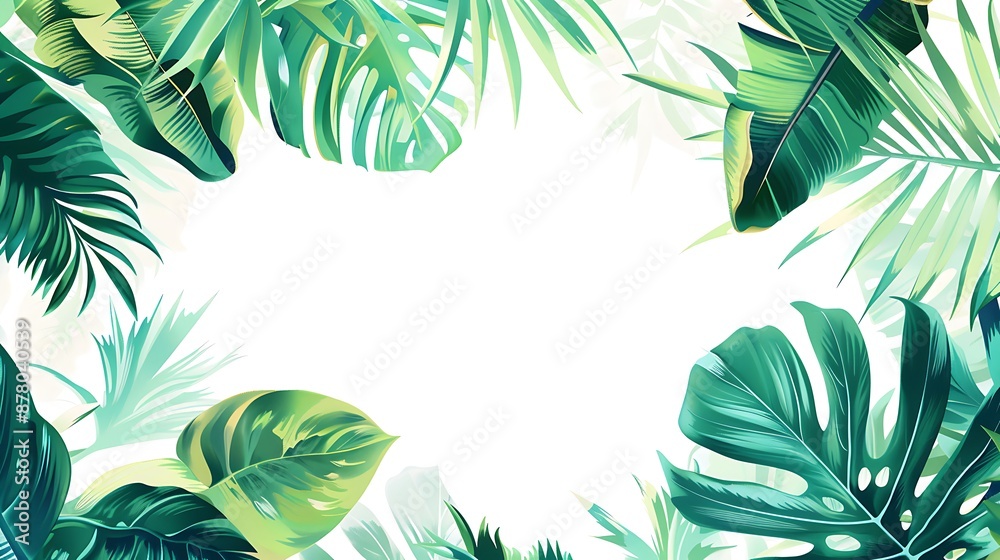 Tropical Green Leaves Border Tropical Green Leaves Border