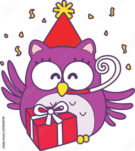 Sticker of violet owl daily activities.
Emoticon of cute owl in daily life.
Cute owl was birthday party.