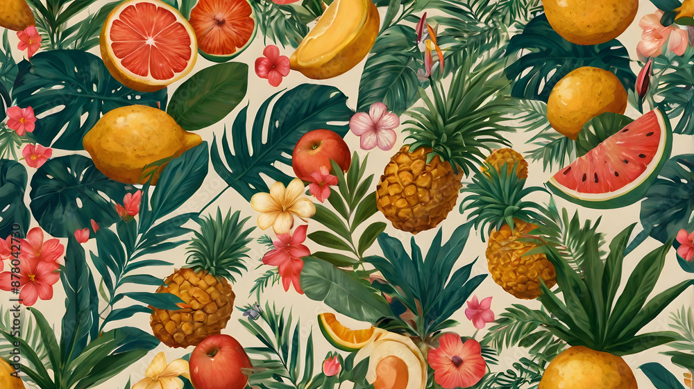 seamless pattern with leaves, ai generated seamless pattern with leaves, ai generated