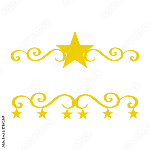 Tiempo de Navidad. Logo con silueta de estrella y línea de decoración de caligrafía como marco para tarjetas y felicitaciones