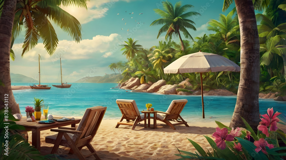 Fototapeta premium woman relaxing on the beach, ai generated