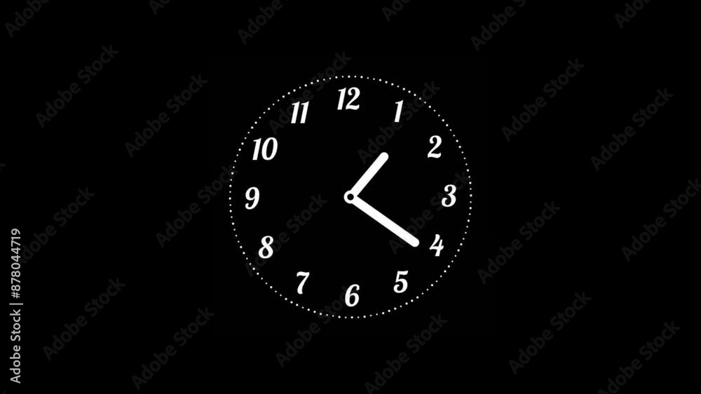 Wall clock on a isolated background 8:05 Time Lapse