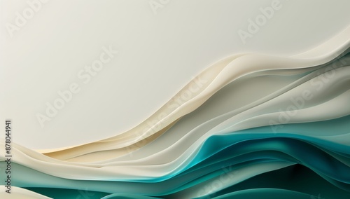 Abstract wave background with green, blue and white colors vector presentation design template.
