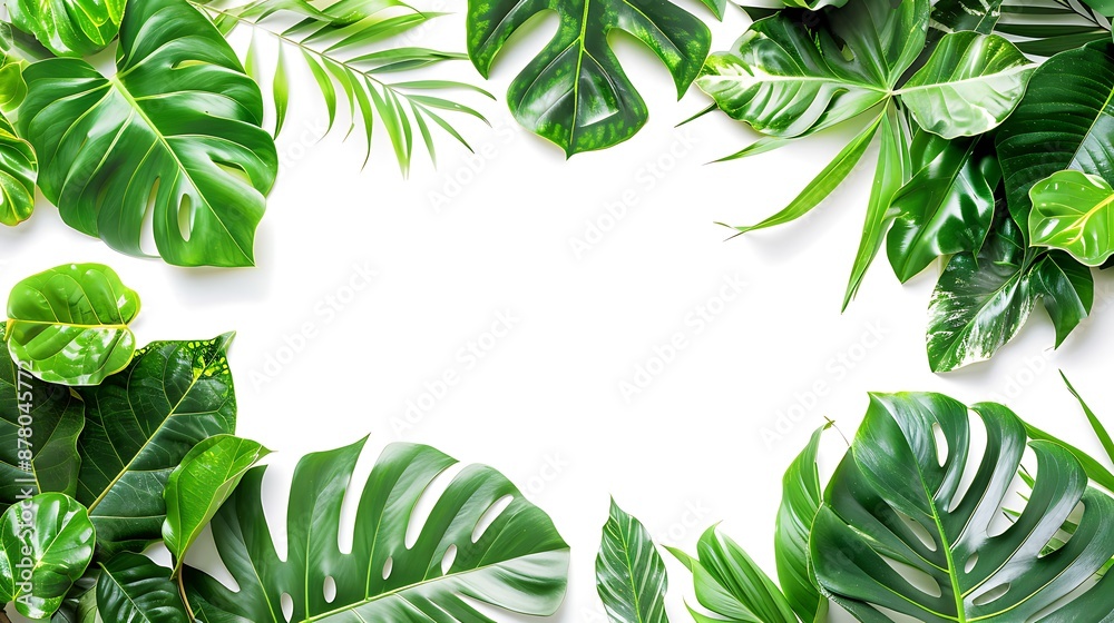 Tropical Leaf Frame on White Background Tropical Leaf Frame on White Background