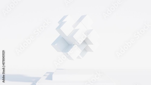 White Aesthetic 3D Cube Motion: Seamless Geometric Animation with Modern Abstract Design