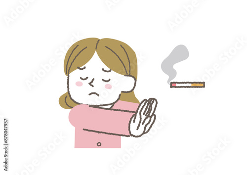 タバコが嫌いな女性のイラスト