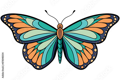 Butterfly isolated on white background. Vector illustration in cartoon style.