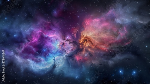 Artistic interpretations of cosmic landscapes, depicting nebulae, distant galaxies, and celestial phenomena.