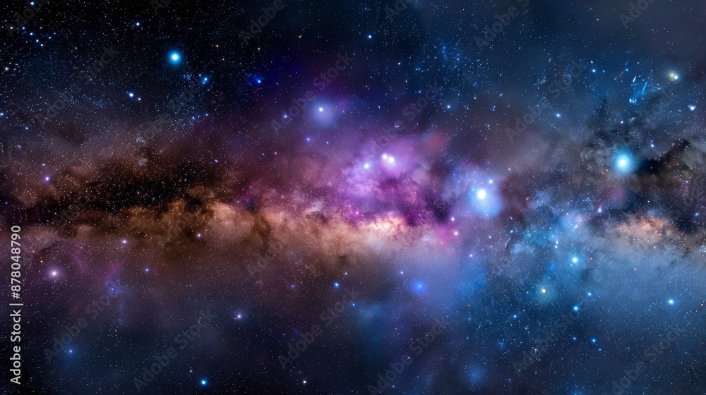 Fototapeta premium Artistic interpretations of cosmic landscapes, depicting nebulae, distant galaxies, and celestial phenomena.