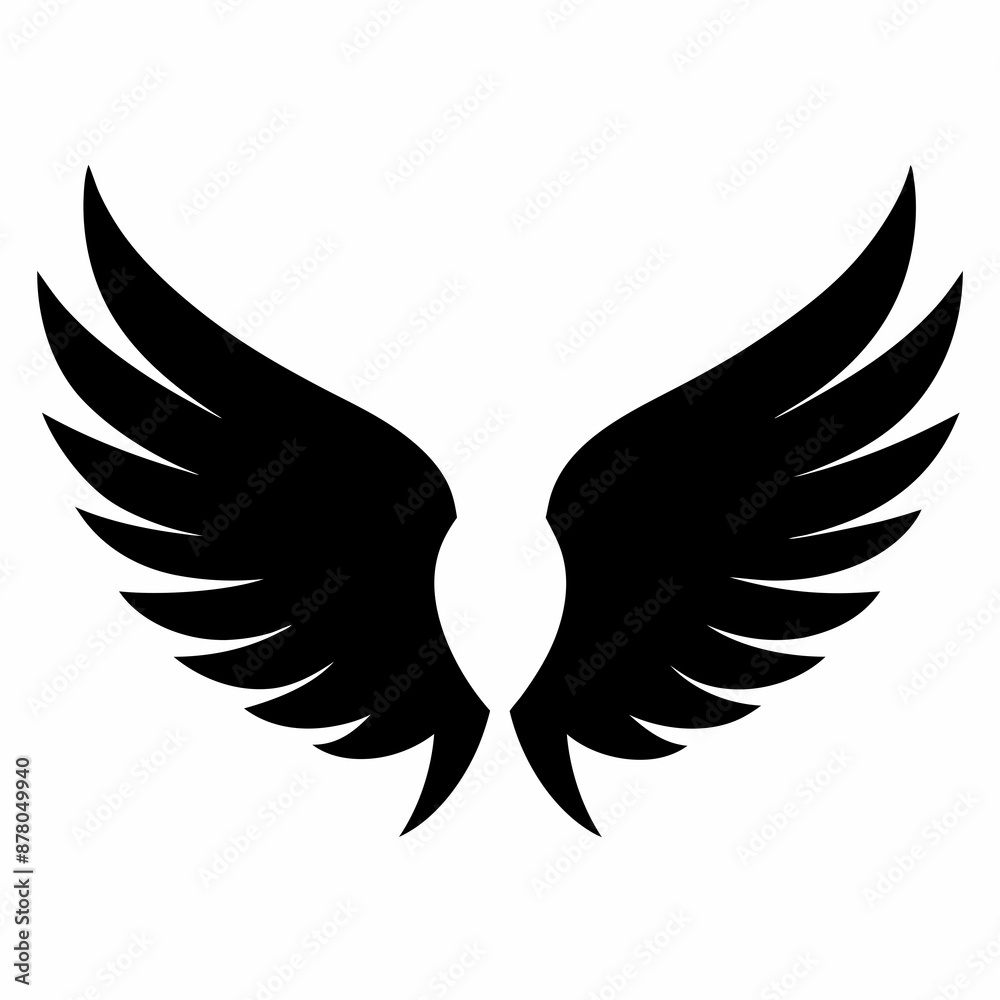 Obraz premium Wings icon, wing silhouette vector