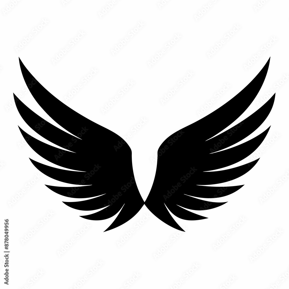 Wings icon, wing silhouette vector Wings icon, wing silhouette vector