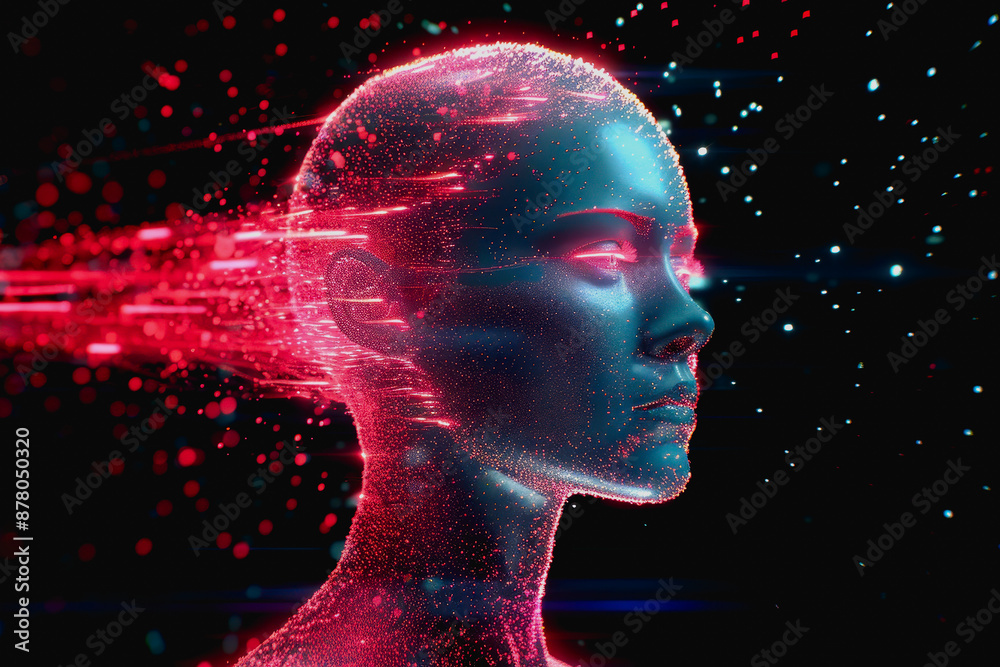 Futuristic AI with neon lights and digital particles Futuristic AI with neon lights and digital particles