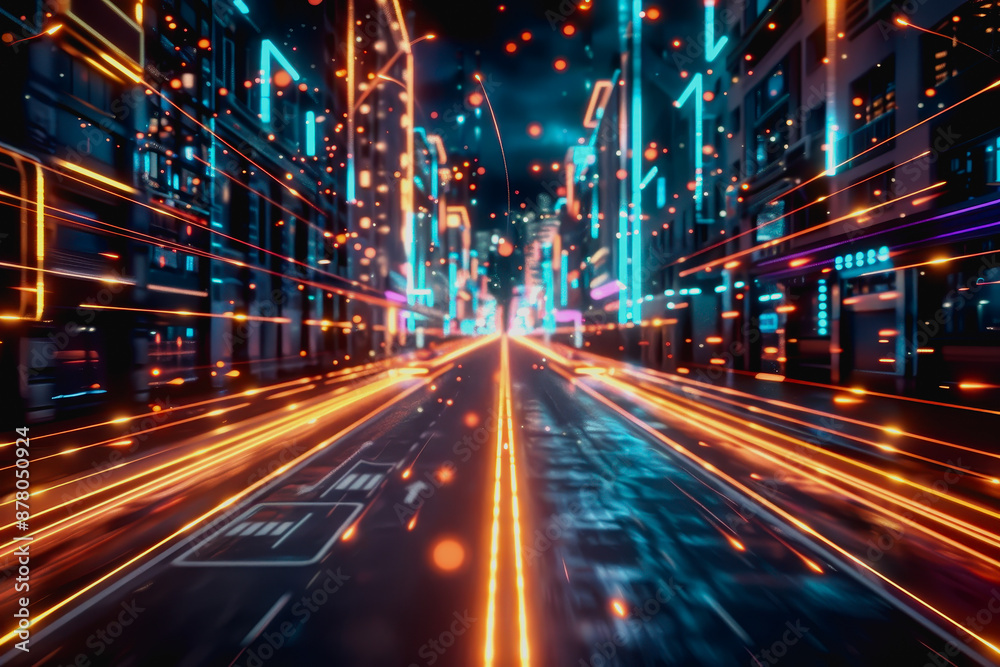 Cyberpunk scene with AI, neon lighting, floating digital particles Cyberpunk scene with AI, neon lighting, floating digital particles